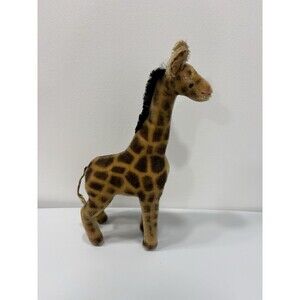 Hermann Giraffe Mohair Plush 1960s Plastic Horns Glass Eyes no ID Vtg